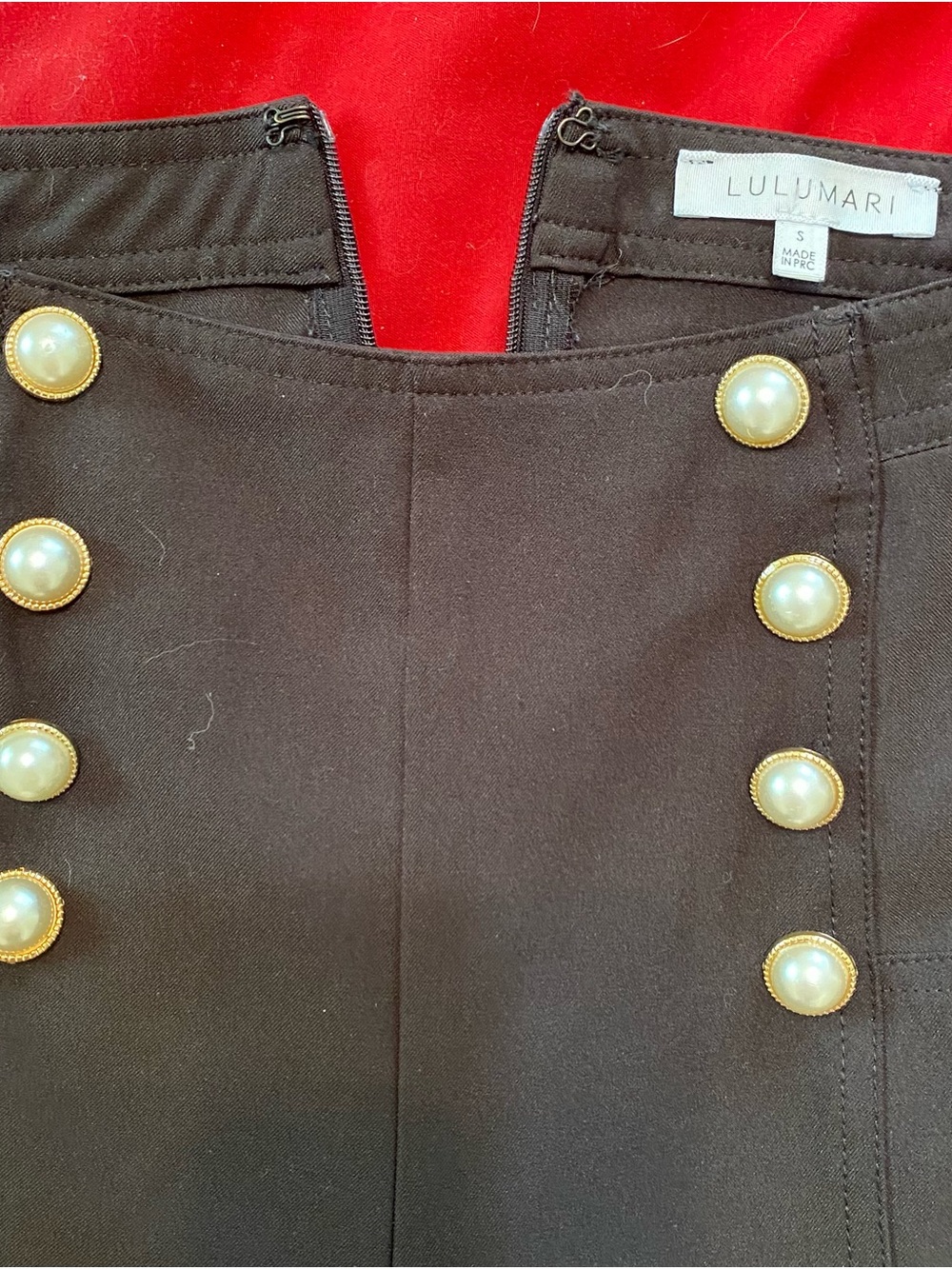 Lulumari Black High-Waist Sailor flare Trousers with Gold Buttons size small - Picture 2 of 11